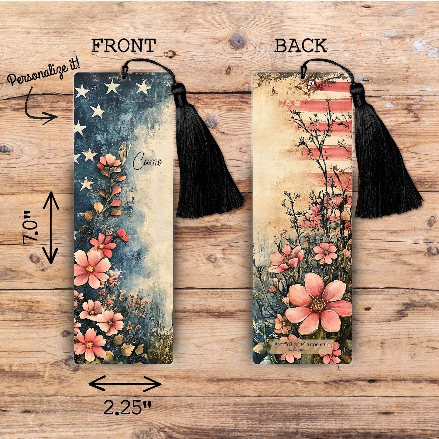 American Spirit Blossoms Personalized Bookmark