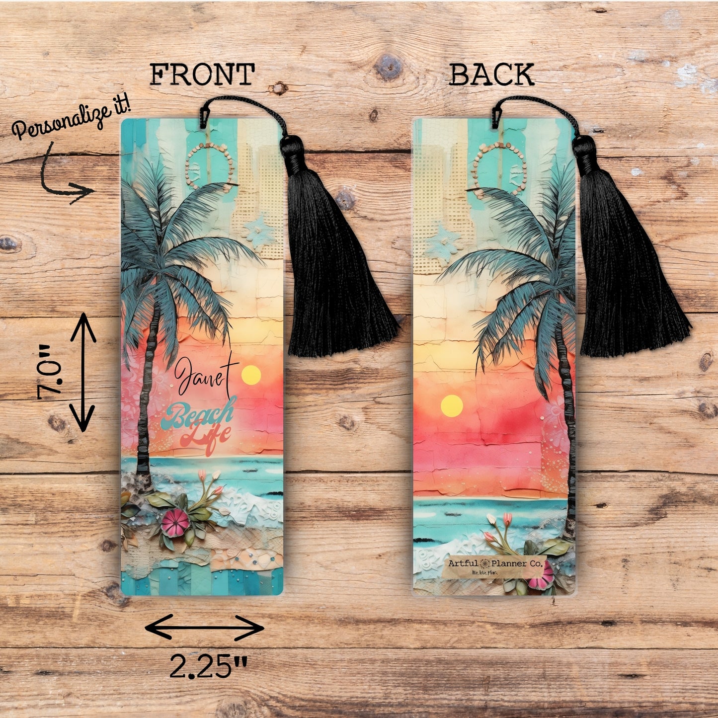 Sunset Beach Personalized Bookmark