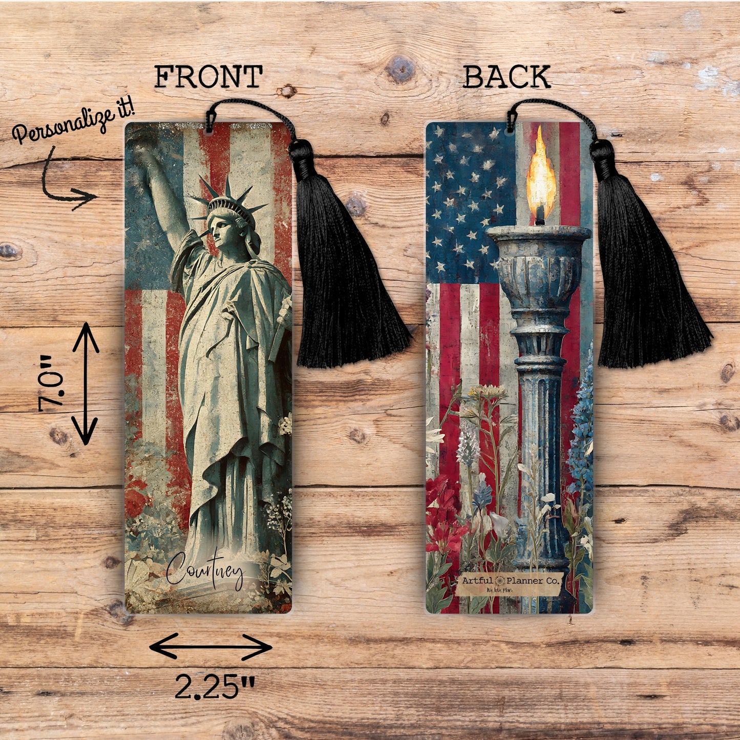 Liberty in Bloom Personalized Bookmark