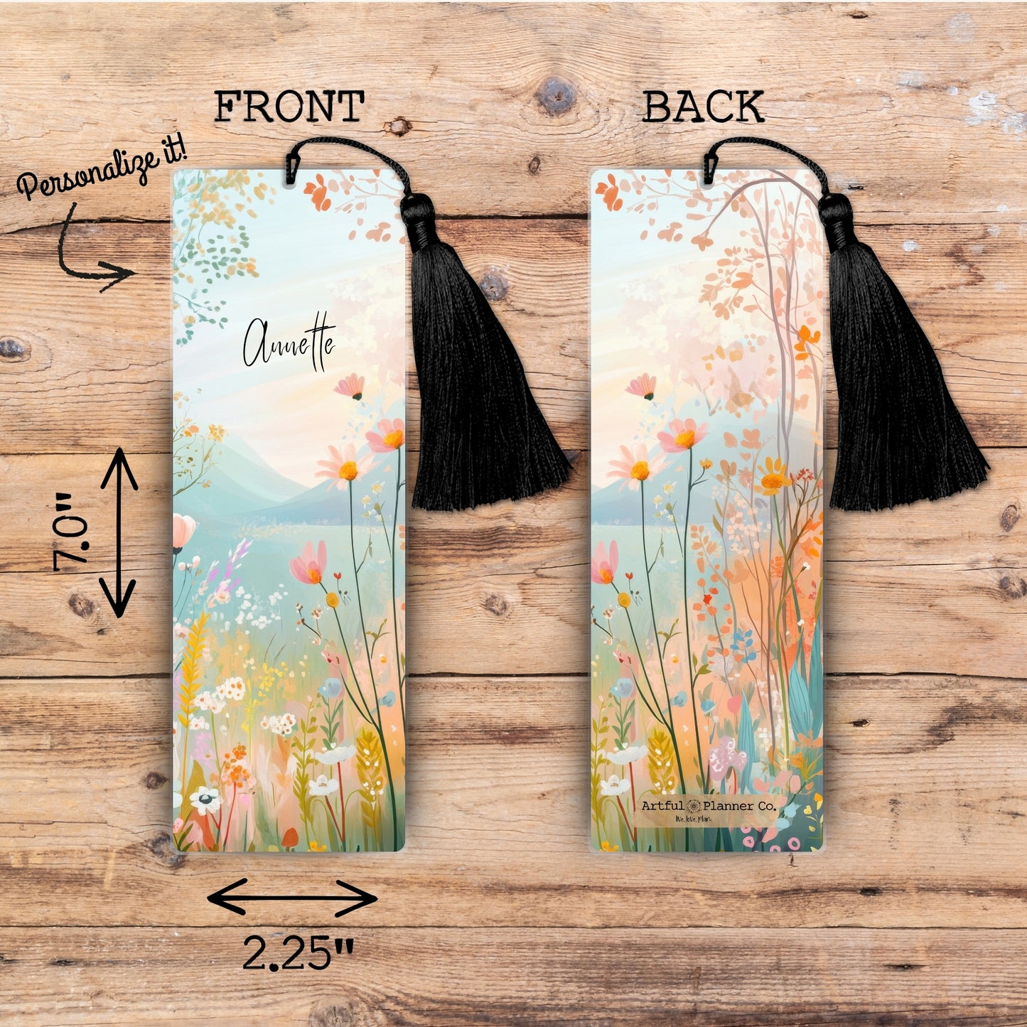 Pastel Meadows Personalized Bookmark
