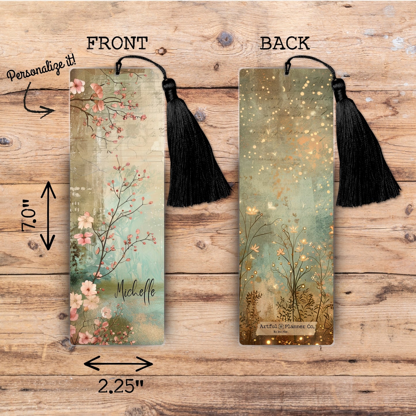 Vintage Bloom Personalized Bookmark