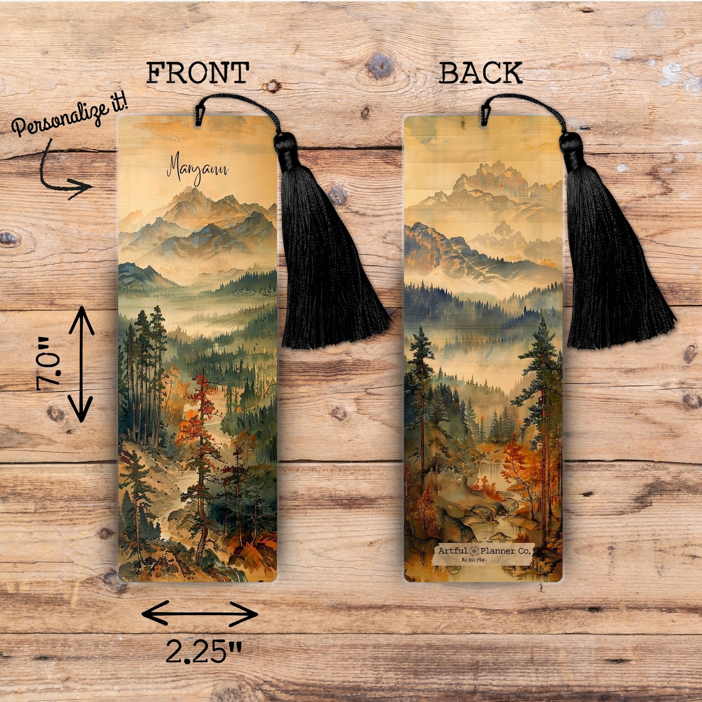 Vintage Mountains Personalized Bookmark