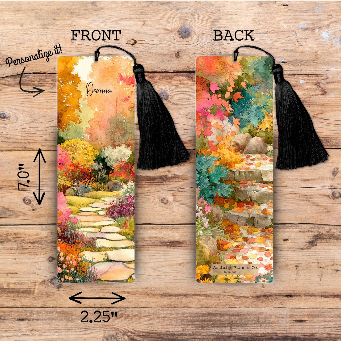 Autumn Garden Personalized Bookmark