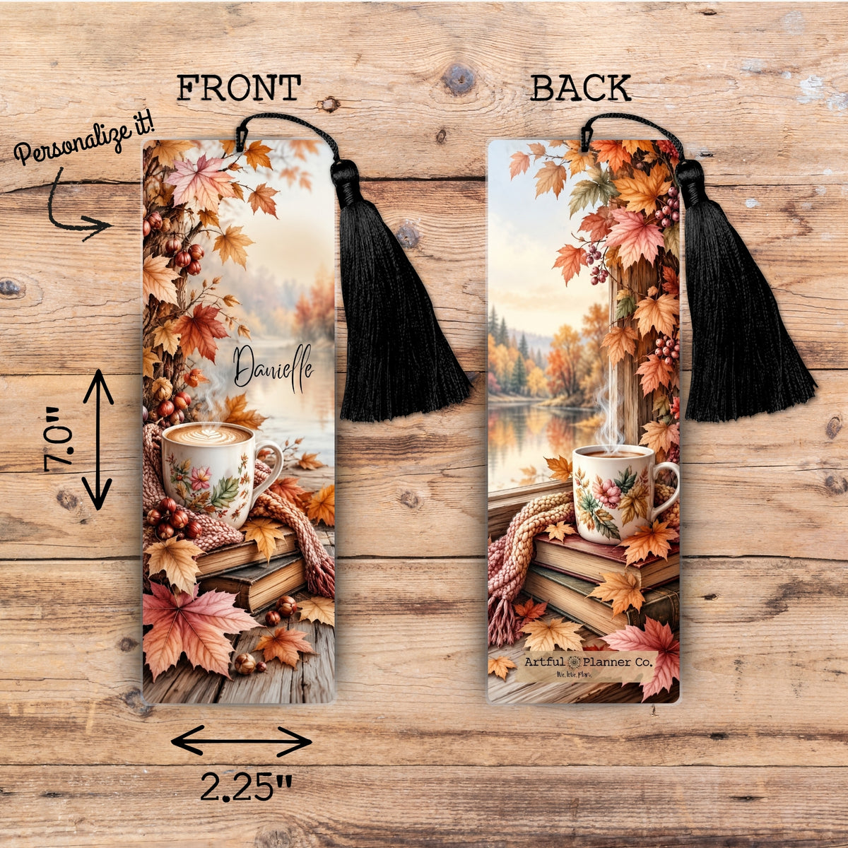 Cozy Fall Latte Personalized Bookmark