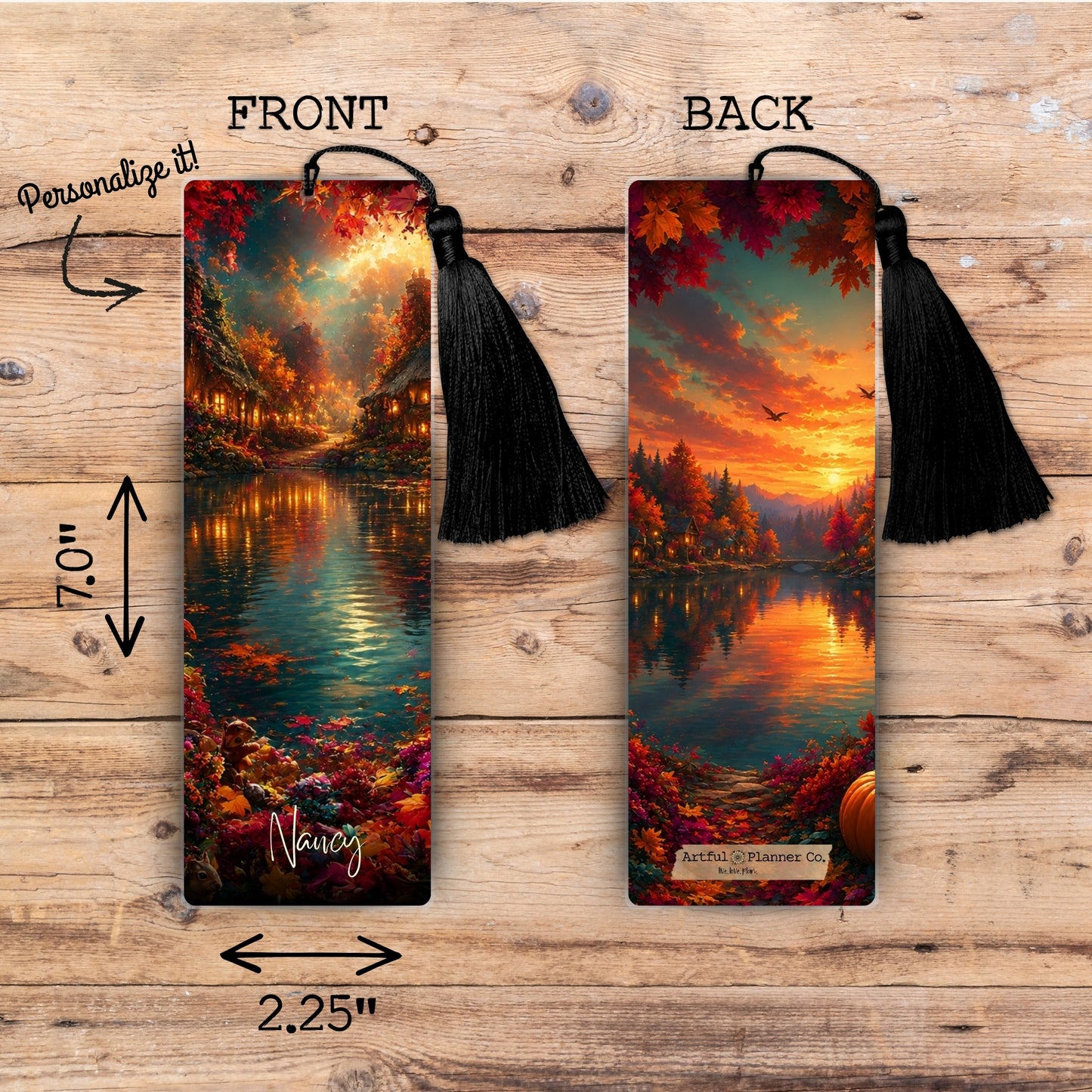 Enchanted Fall Lake Personalized Bookmark