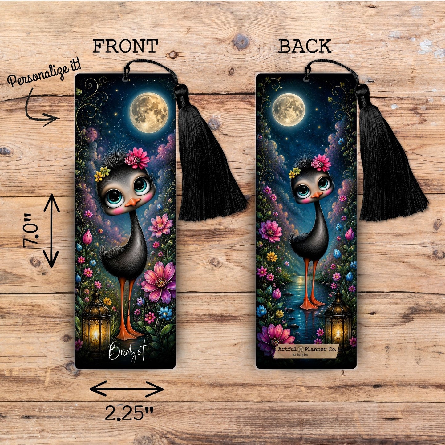 Moonlit Sweetie Bird Personalized Bookmark