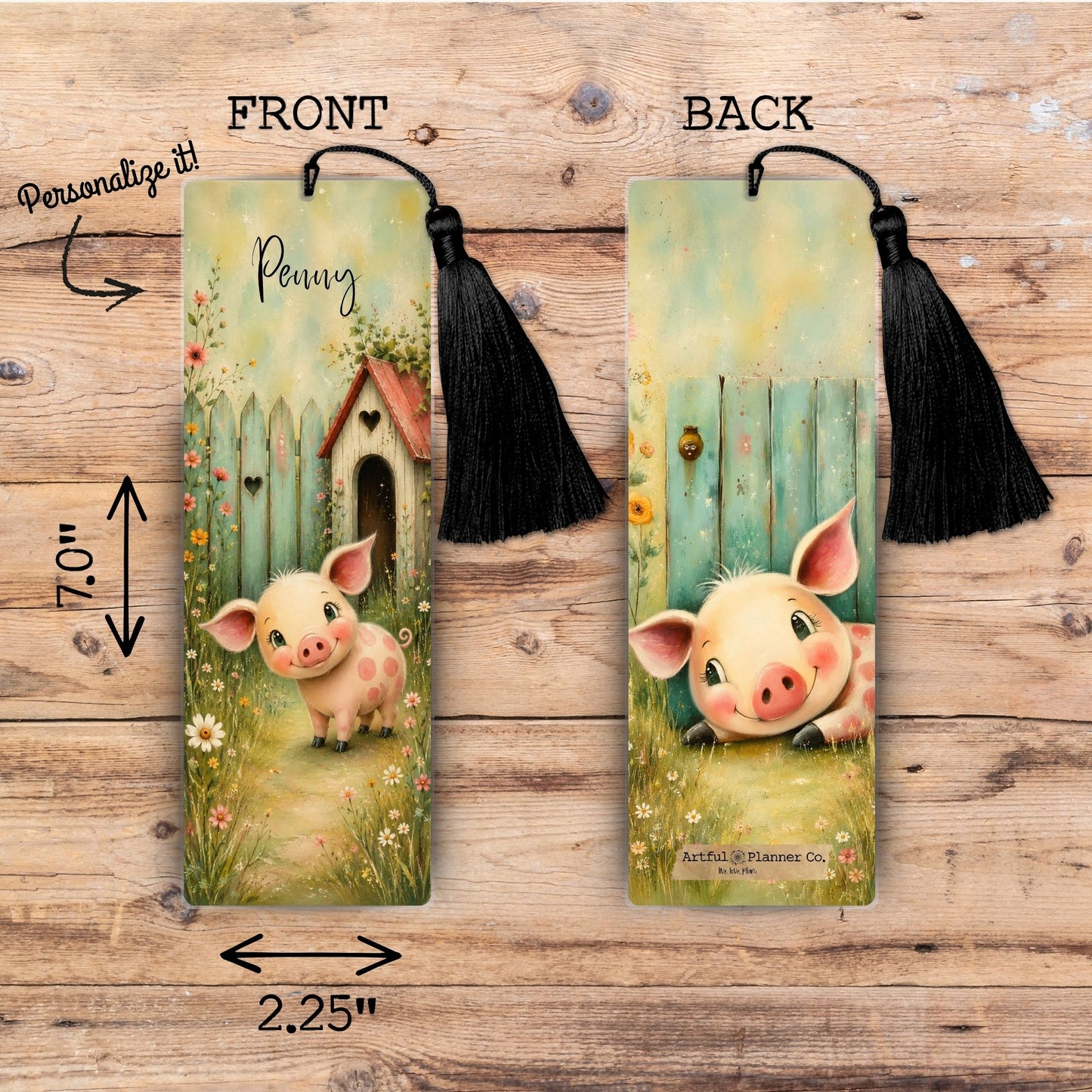 Whimsy Homestead Piggy Personalized Bookmark