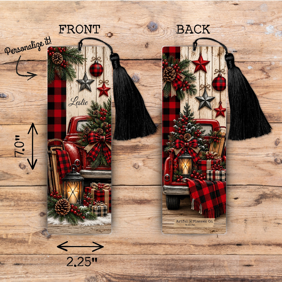 Rustic Christmas Farm Personalized Bookmark