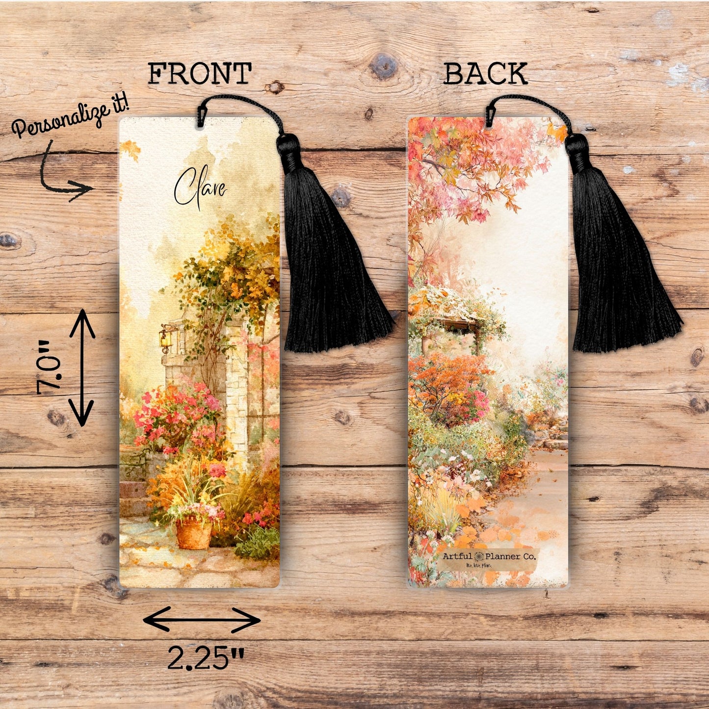 Vintage Fall Garden Personalized Bookmark
