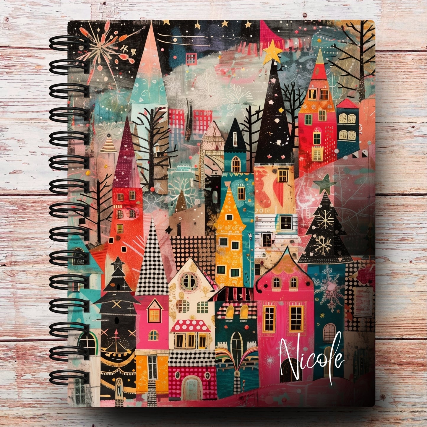Personalized Journal Notebook | Whimsy Christmas Village