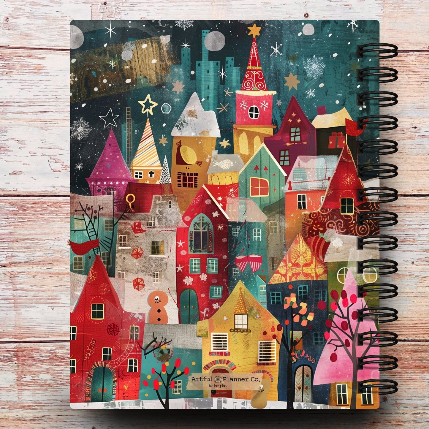 Personalized Journal Notebook | Whimsy Christmas Village