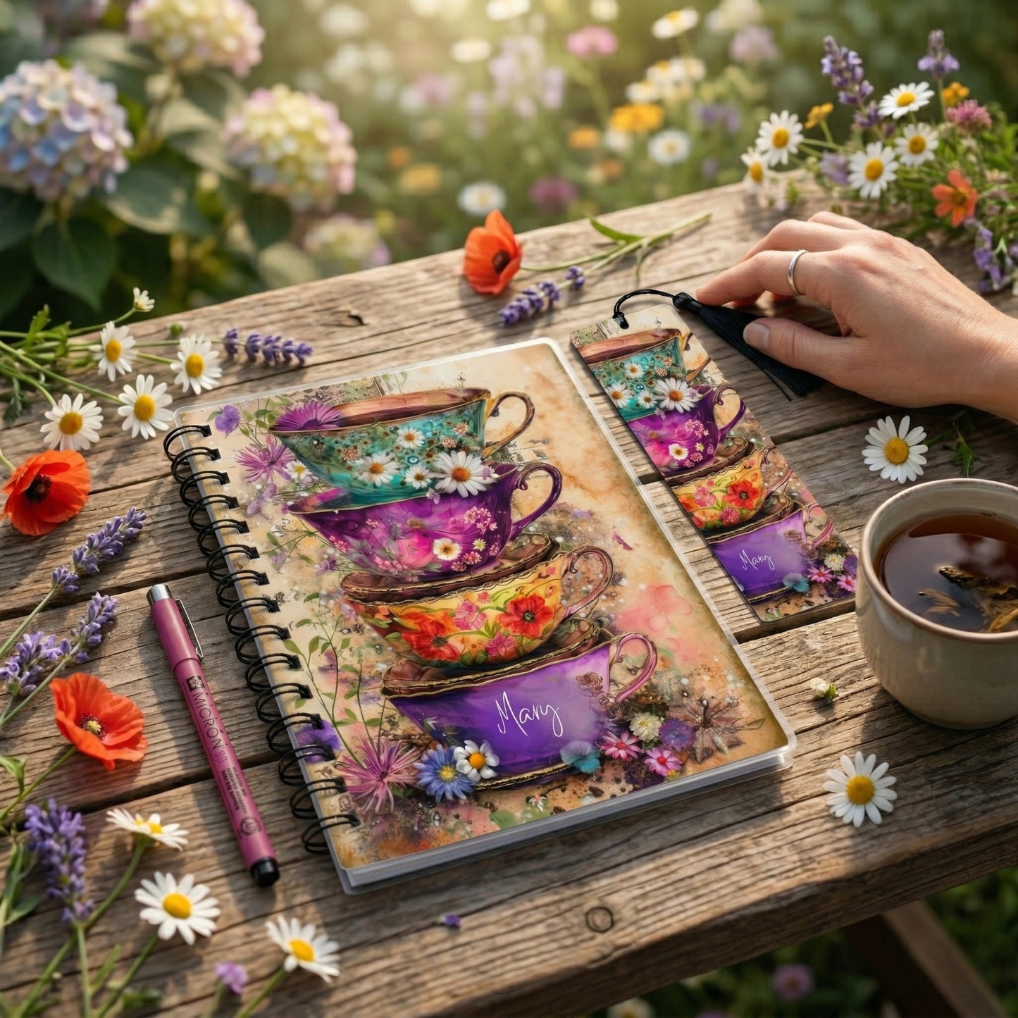 Wildflower Tea Personalized Bookmark