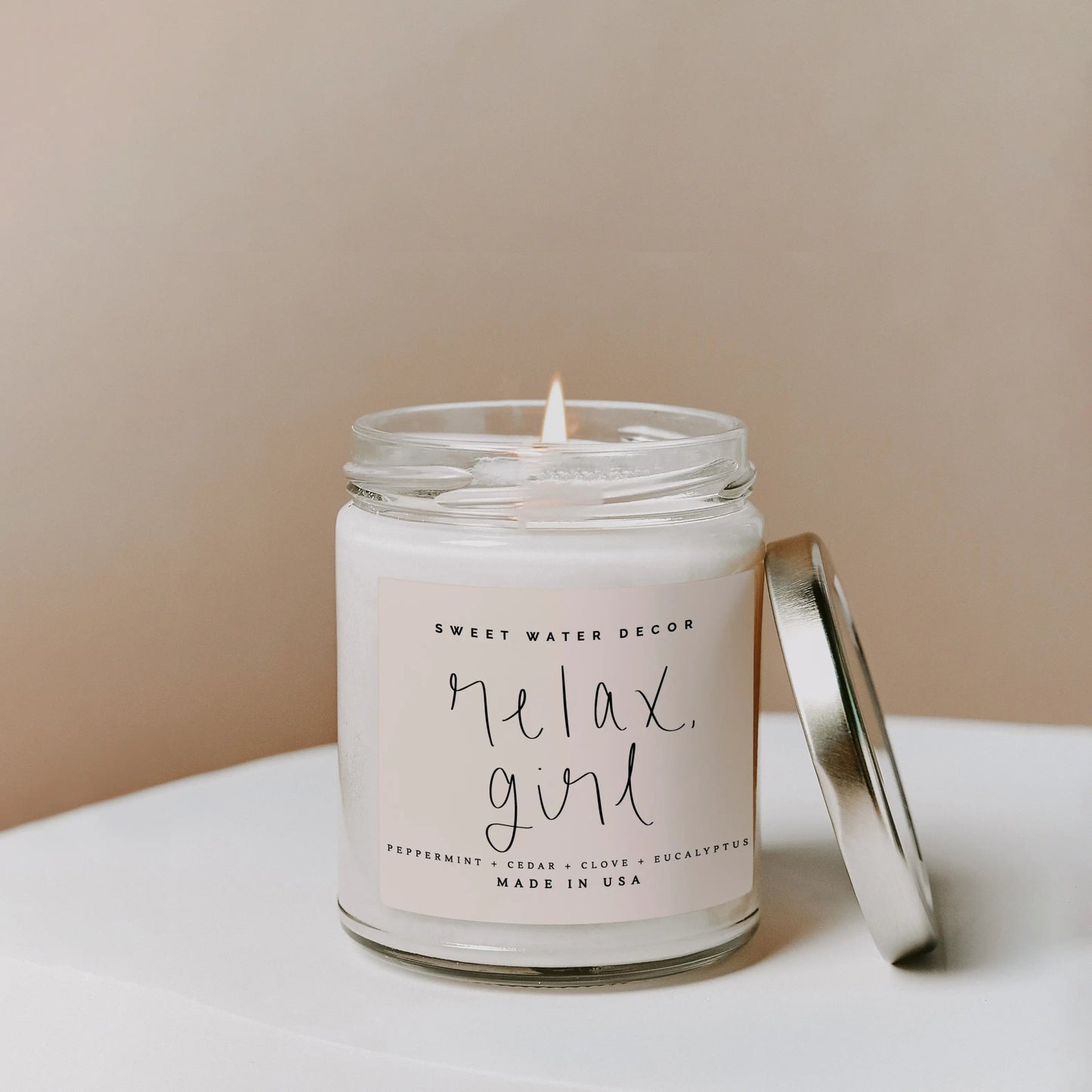 Relax, Girl Soy Candle - Clear Jar - 9oz - Artful Planner Co.