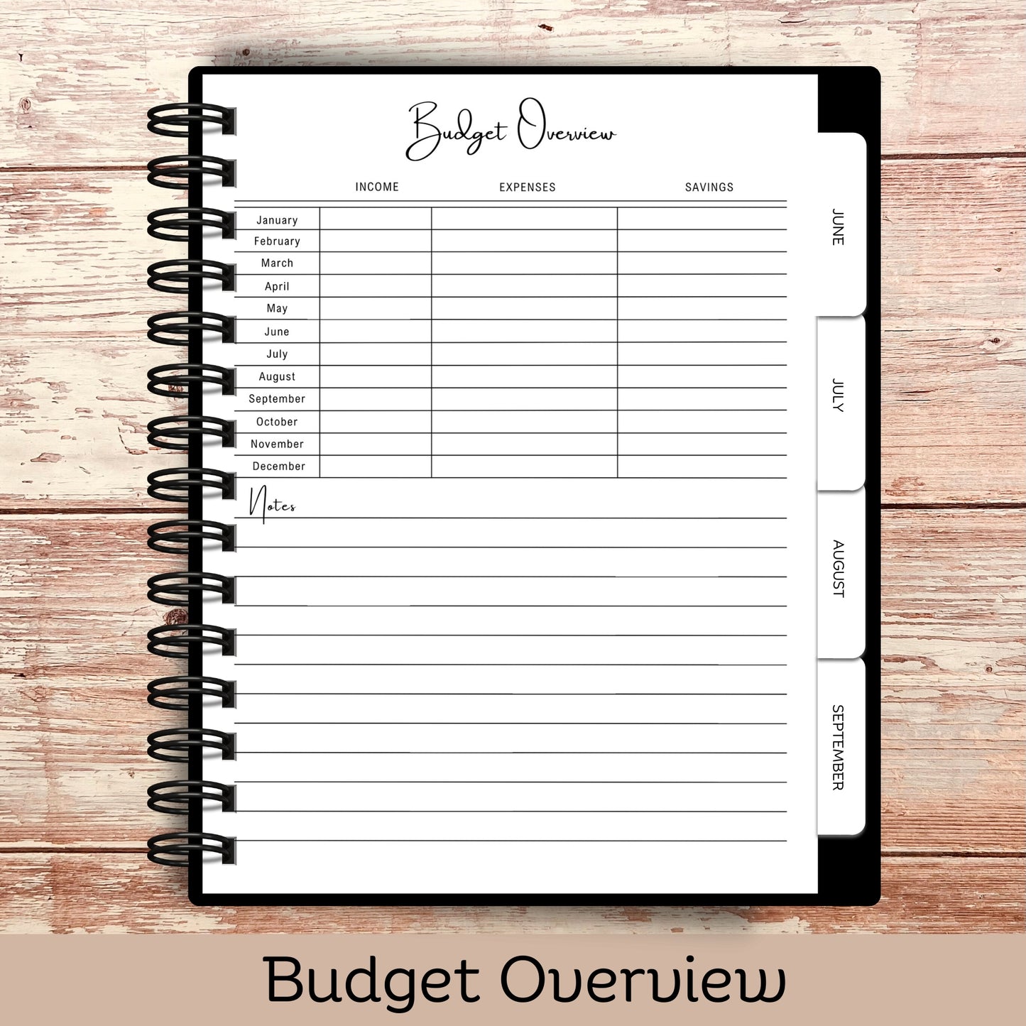 Custom Budget Planner - Black Striped