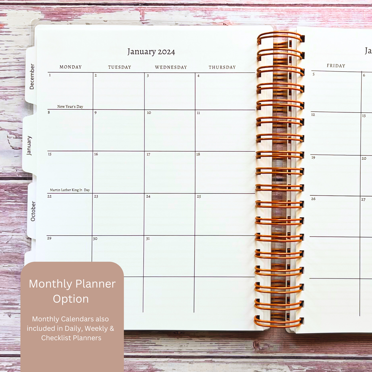 Personalized Monthly Planner - Floral Peacock