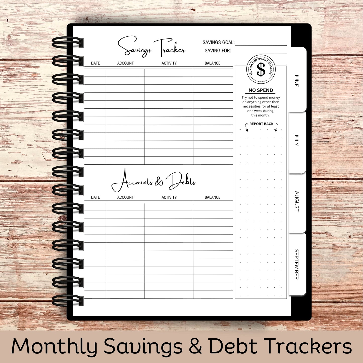 Custom Budget Planner - Black Striped