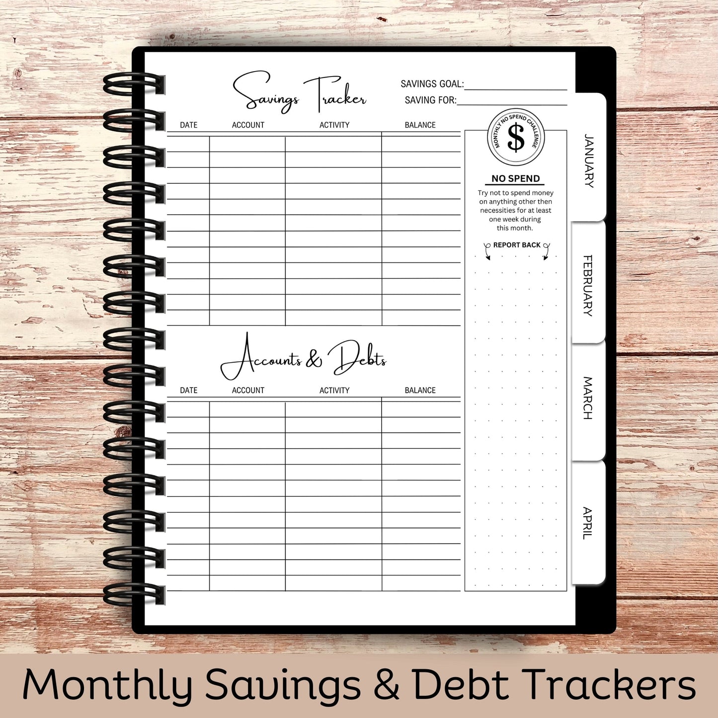Custom Budget Planner - Black Striped