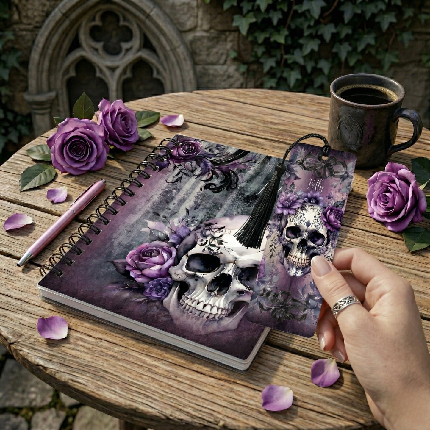Amethyst Skull Personalized Bookmark