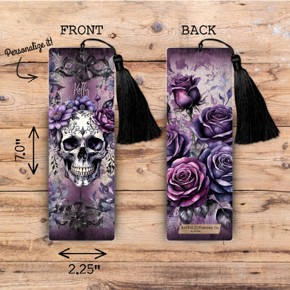 Amethyst Skull Personalized Bookmark