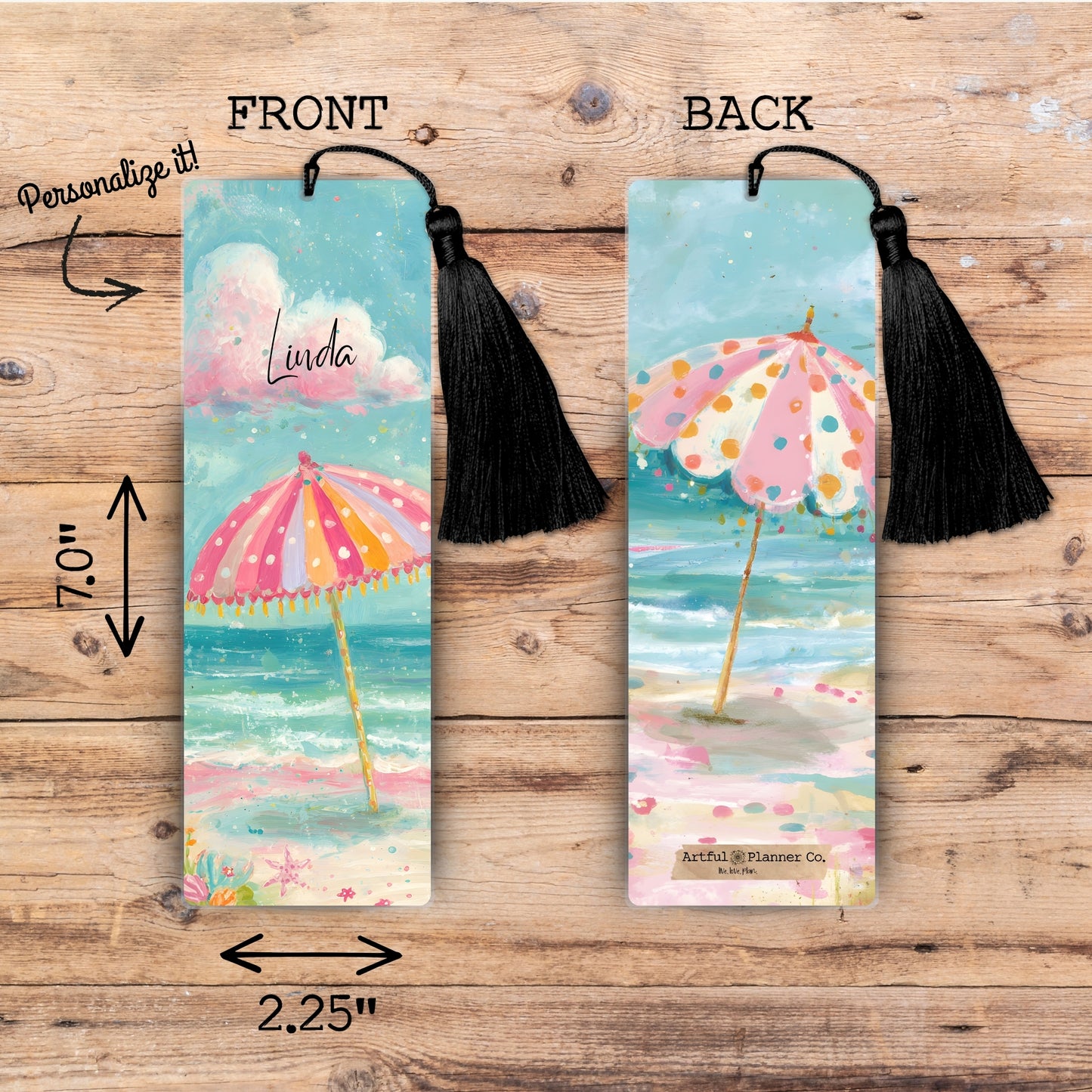 Beachy Cabana Personalized Bookmark