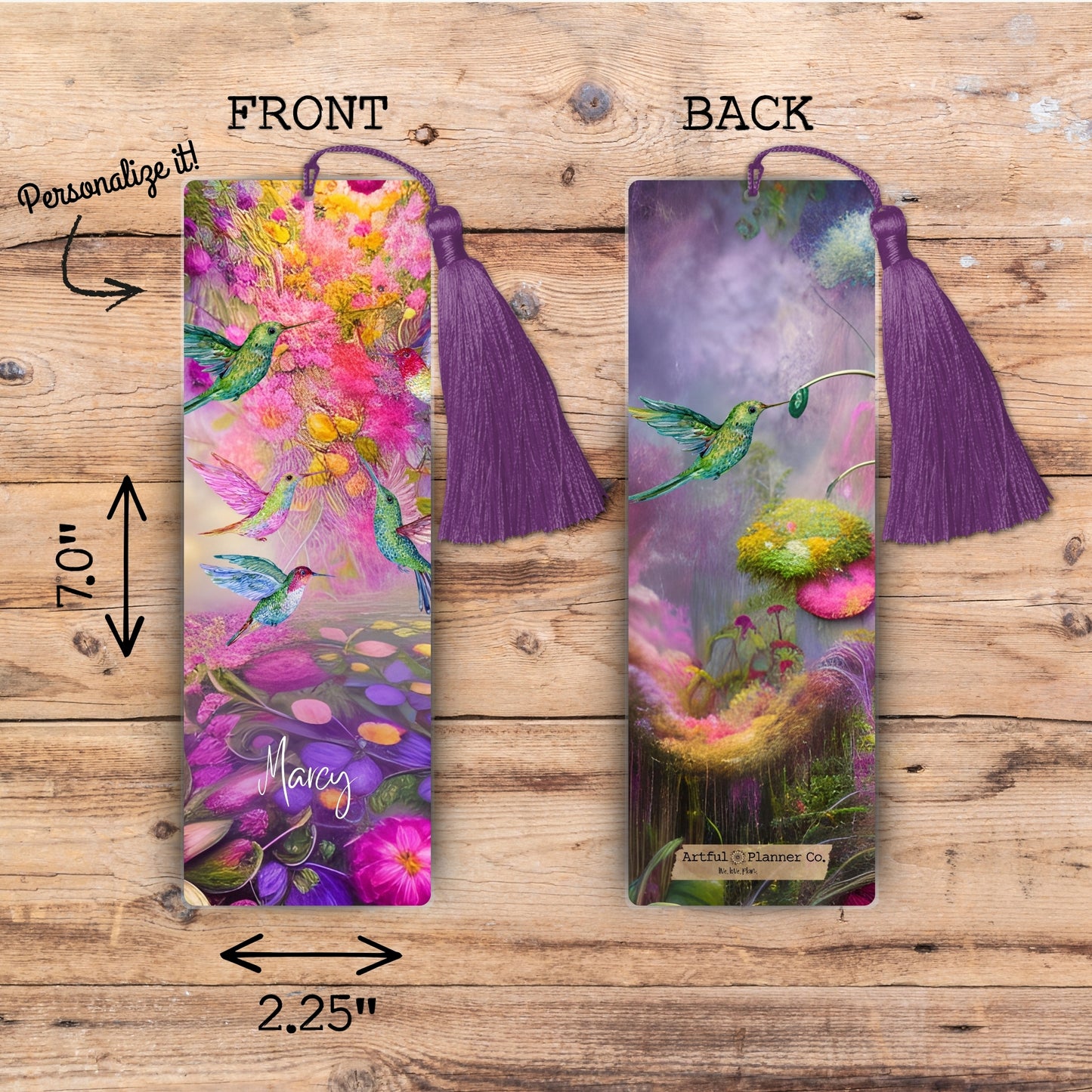 Ethereal Hummingbirds Personalized Bookmark