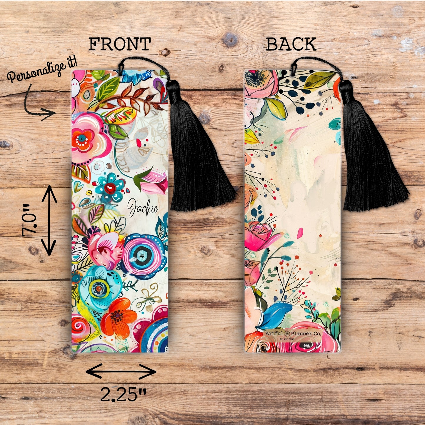 Flower Power Personalized Bookmark