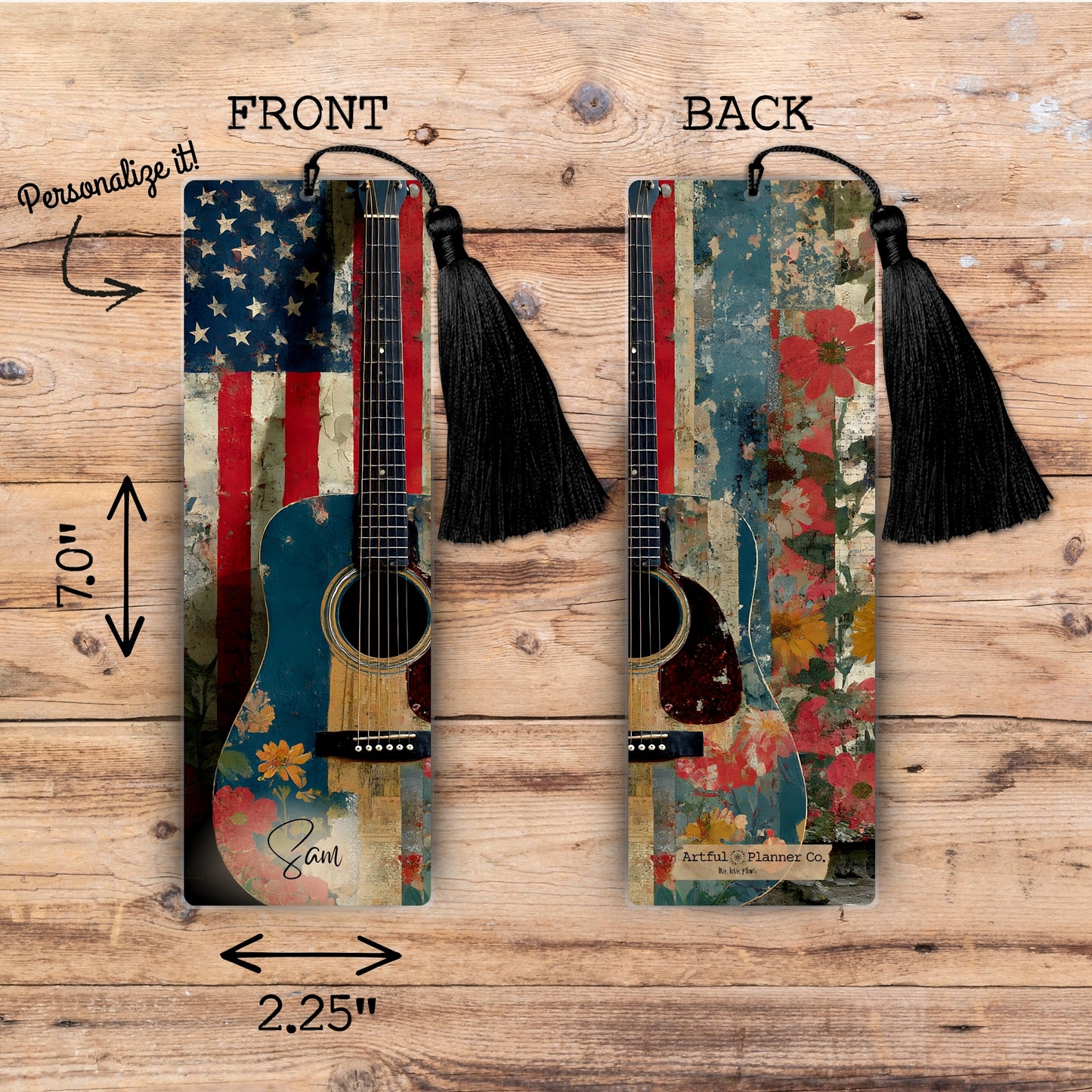 Free-Spirited American Music Personalized Bookmark