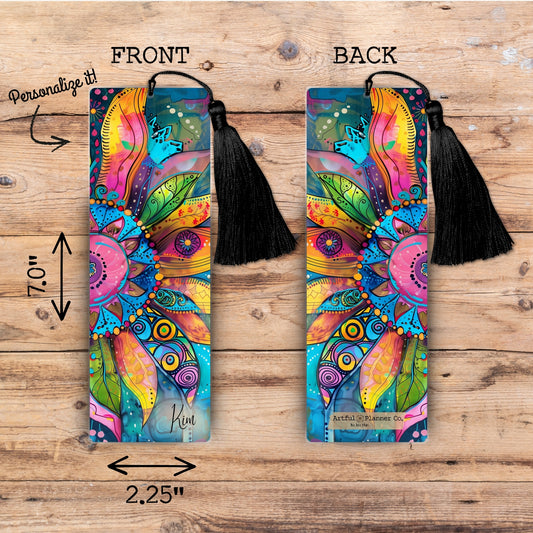 Groovy Flower Personalized Bookmark