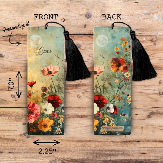 Lunar Wildflowers Personalized Bookmark