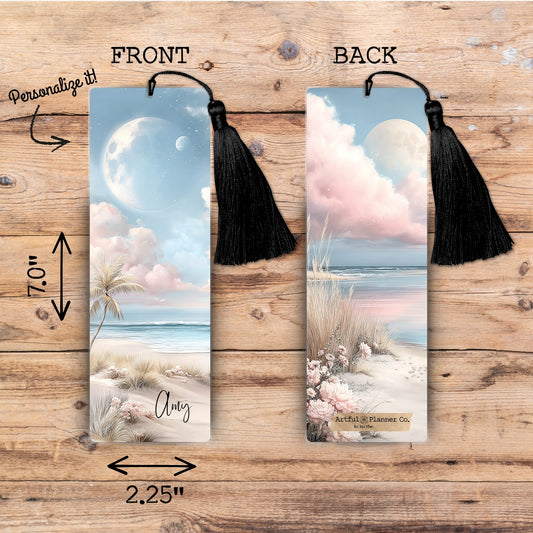 Moonlit Beach Personalized Bookmark