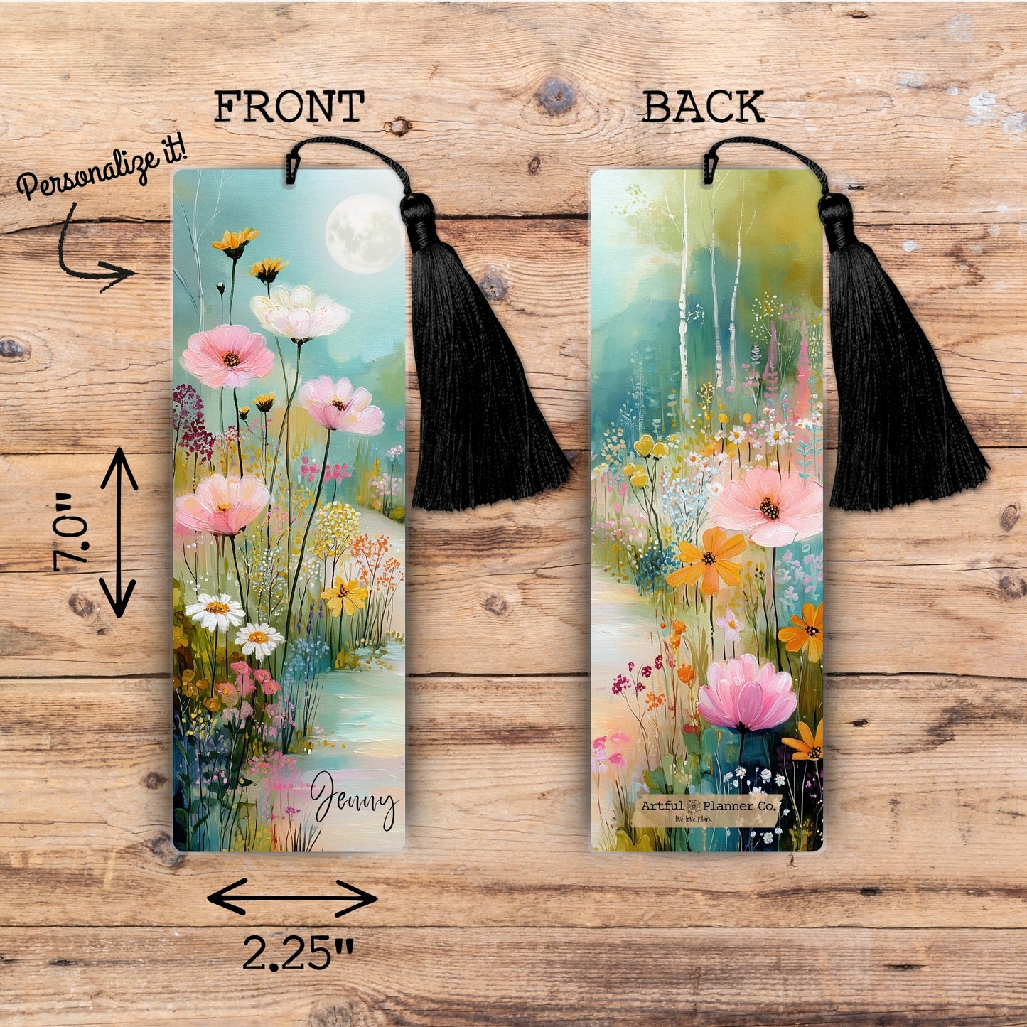 Morning Moon Glow Personalized Bookmark
