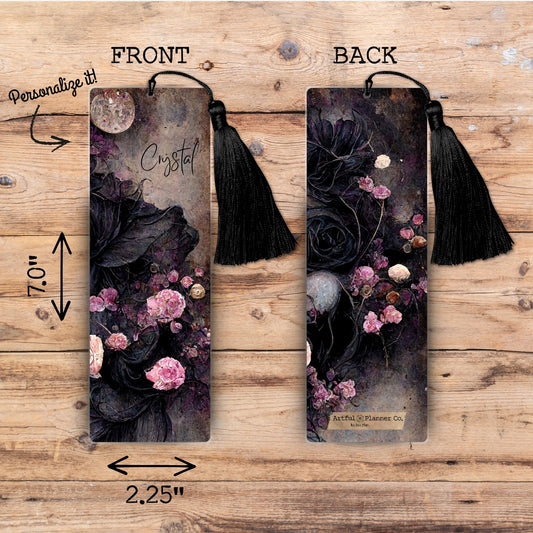 Mystical Black Rose Personalized Bookmark