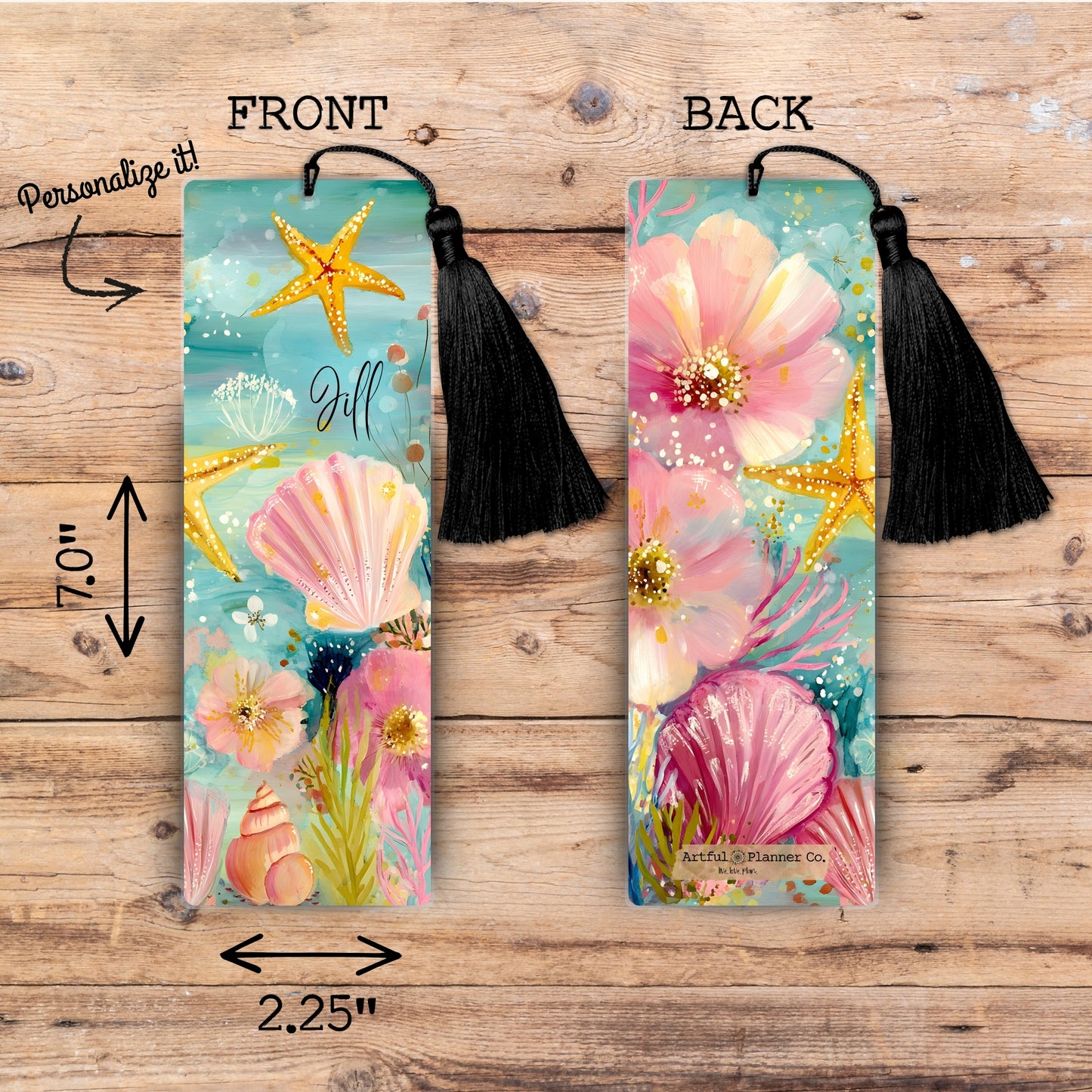 Seashells & Starfish  Personalized Bookmark