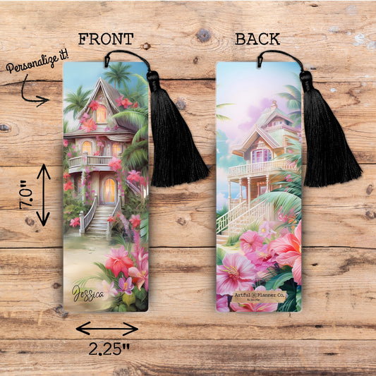 Tropical Beach House Personalized Bookmark