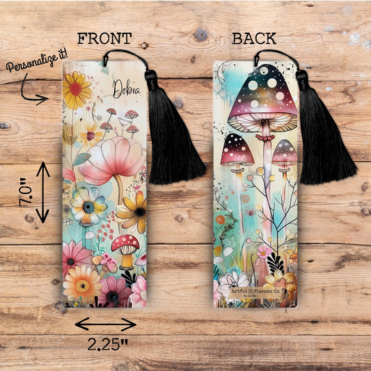 Whimsical Mushroom Garden Personalized Bookmark