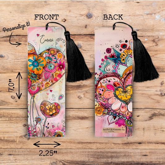 Whimsy Heart Personalized Bookmark