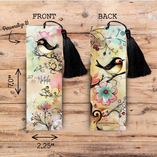 Whimsy Songbirds Personalized Bookmark