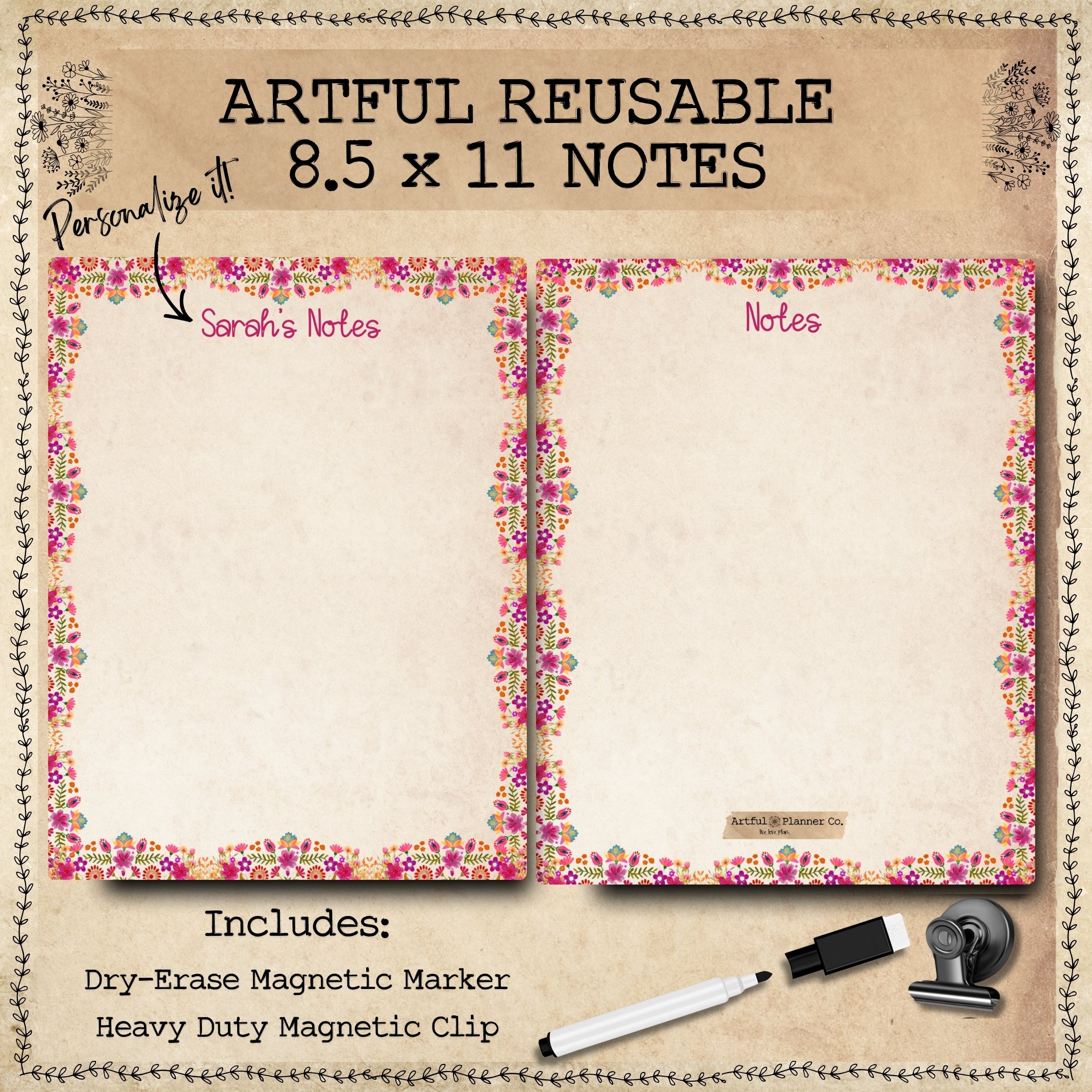 Personalized Reusable Note Page | Custom Cover | Eco-Friendly – Artful ...