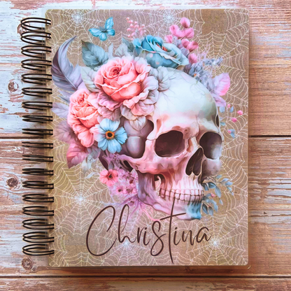 Personalized 6 Month Daily Planner | Bohemian Floral Skull