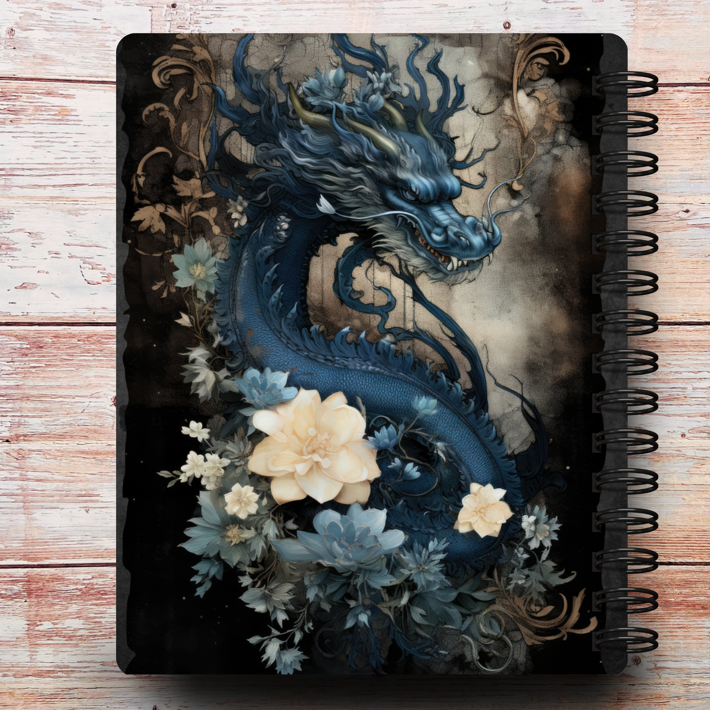 Dark Floral Dragon Custom Planner