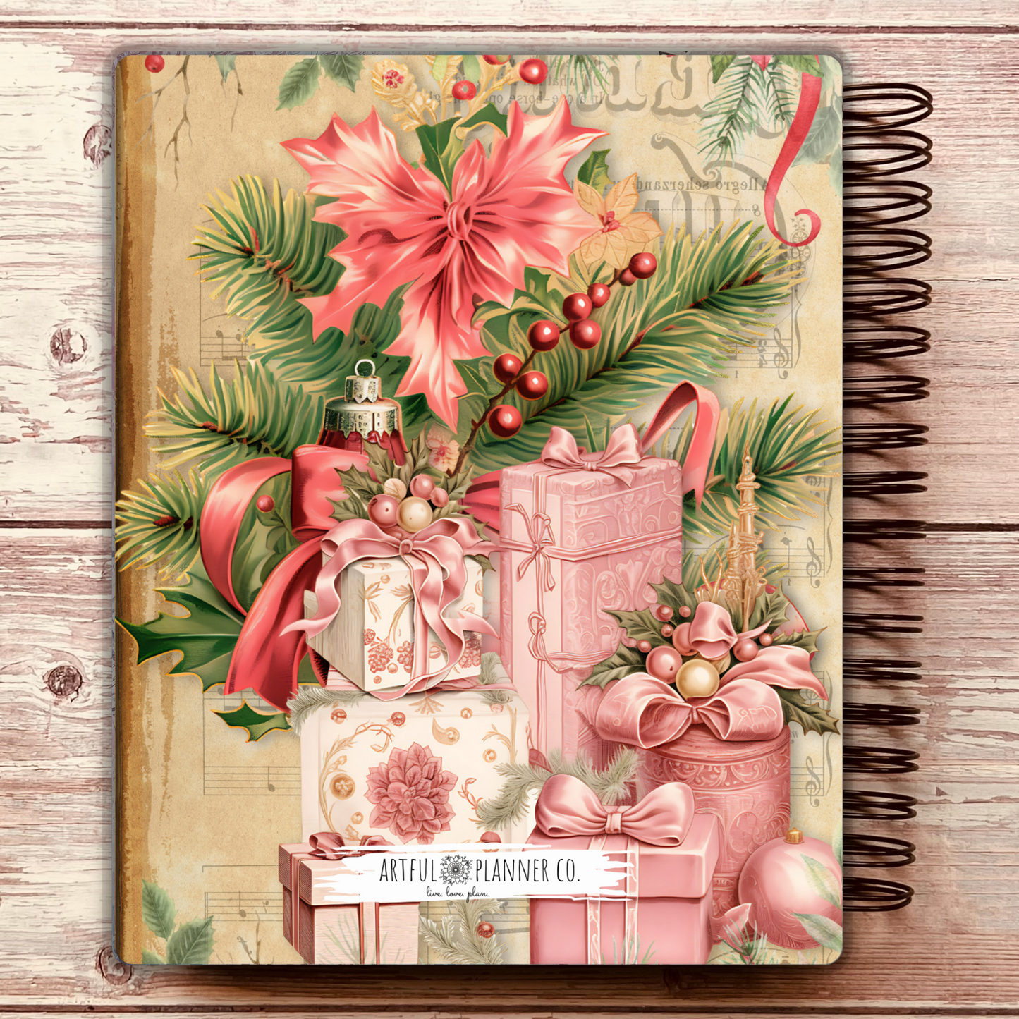 Pink Poinsettia Custom Planner