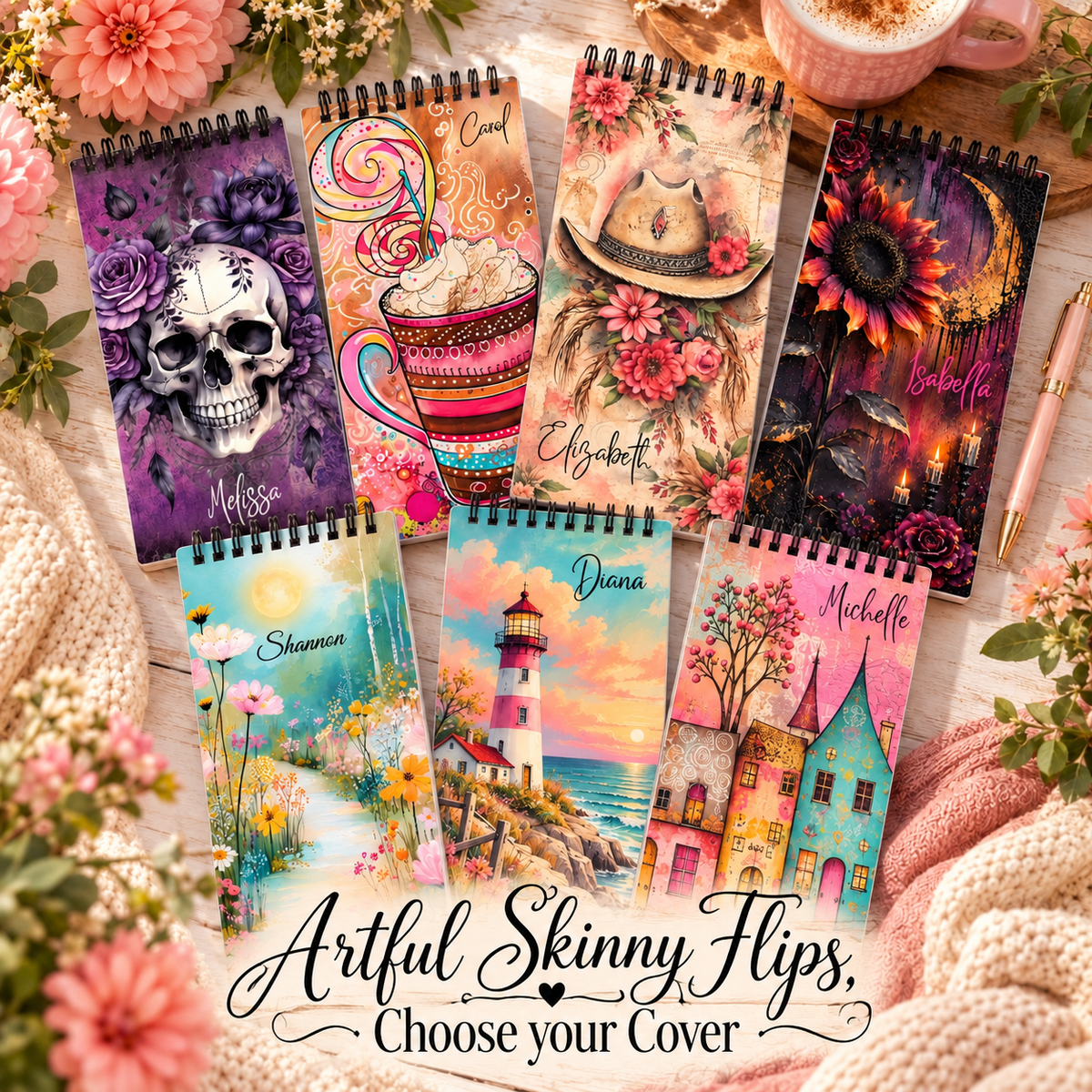 Artful Skinny Flip Pads – Choose Your Cover | Personalized 4.75 x 9.5 Notepads