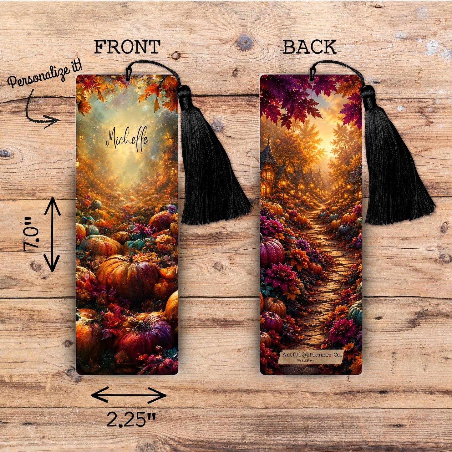 Autumn in Bloom Personalized Bookmark