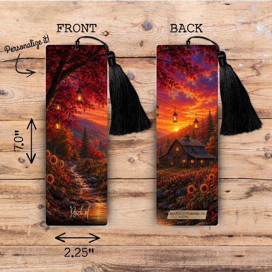 Autumn's River Glow Personalized Bookmark