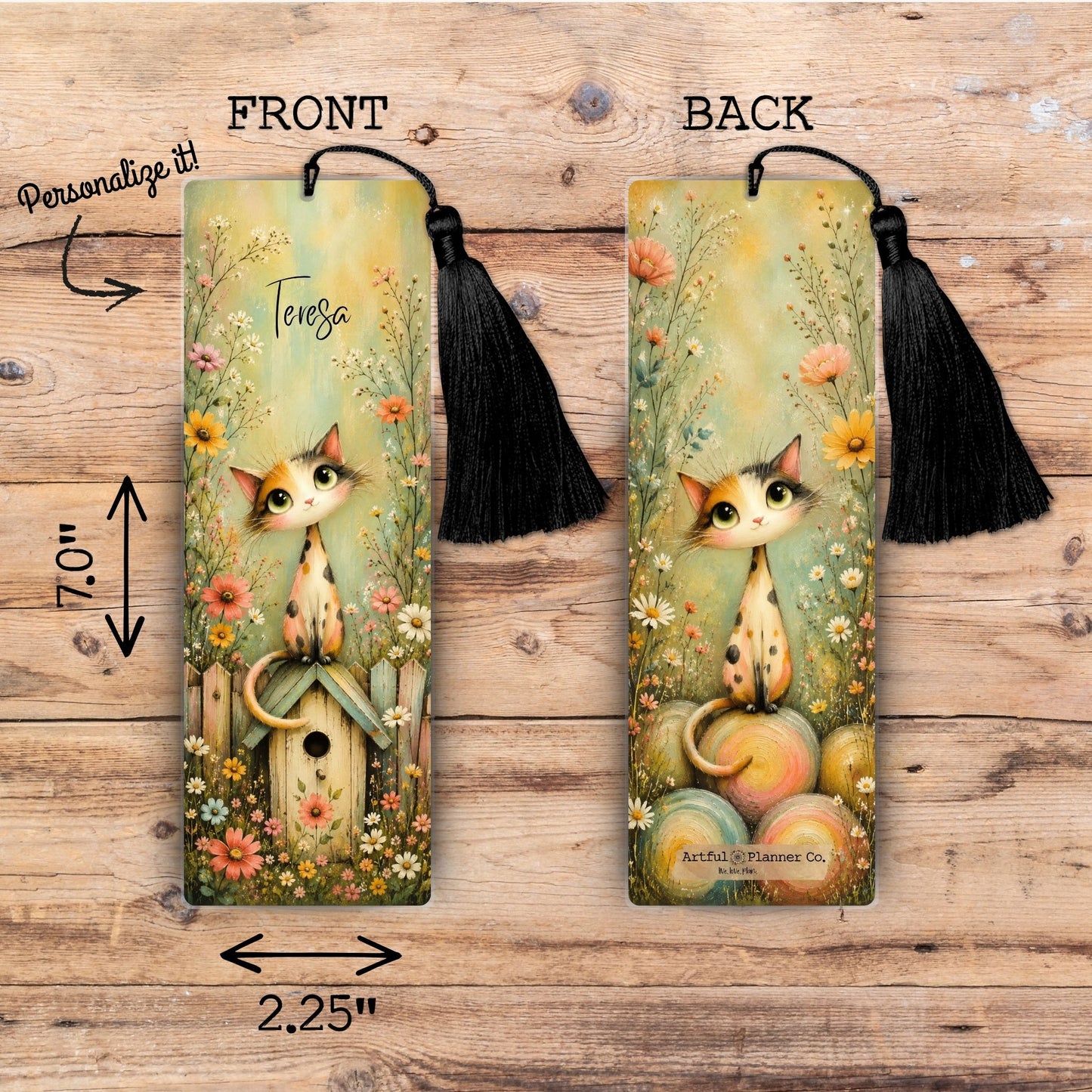 Whimsy Homestead Kitty Personalized Bookmark