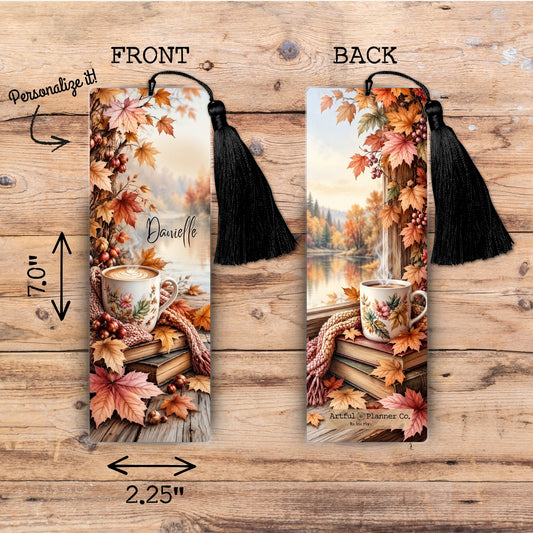 Cozy Fall Latte Personalized Bookmark