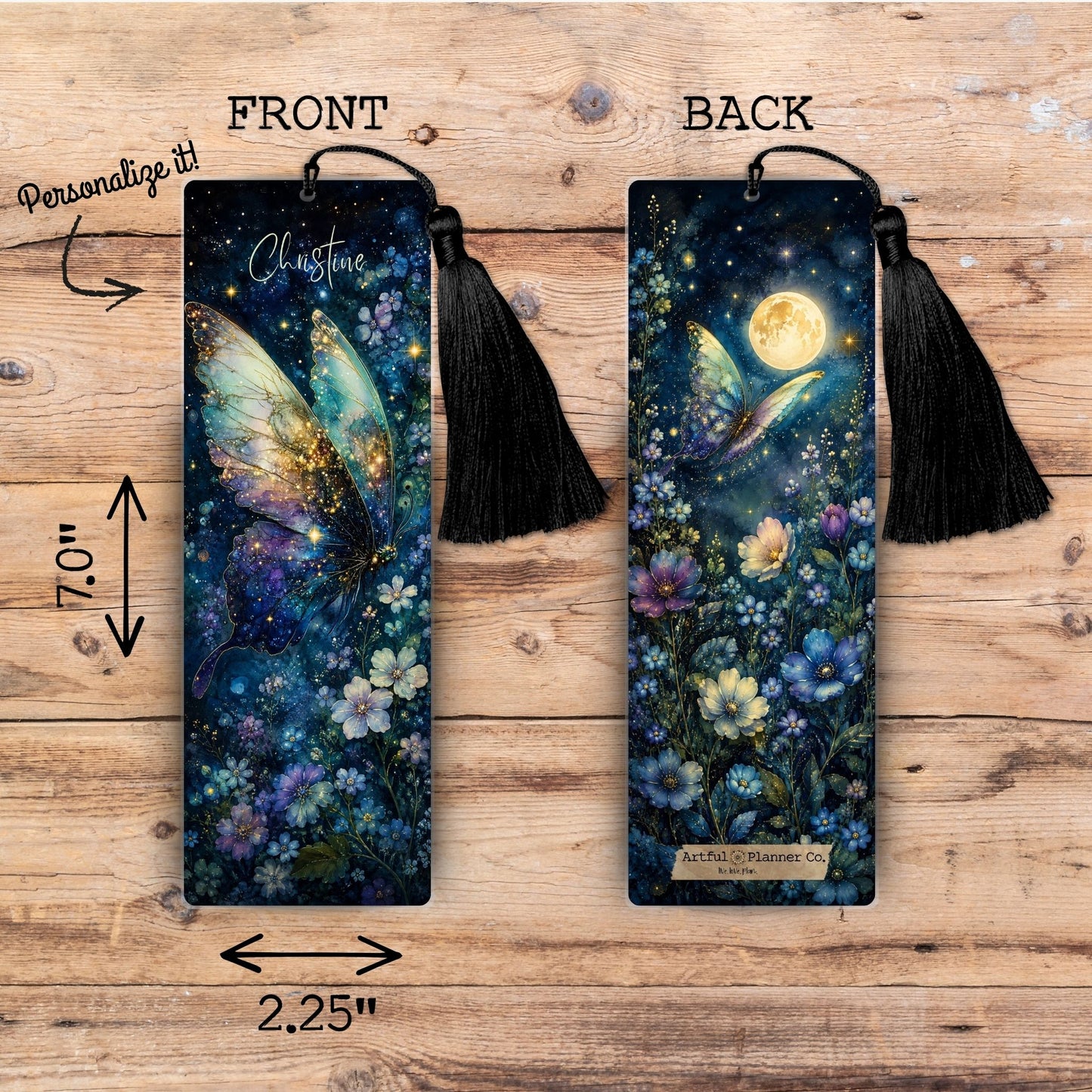 Dark Butterfly Wishes Personalized Bookmark