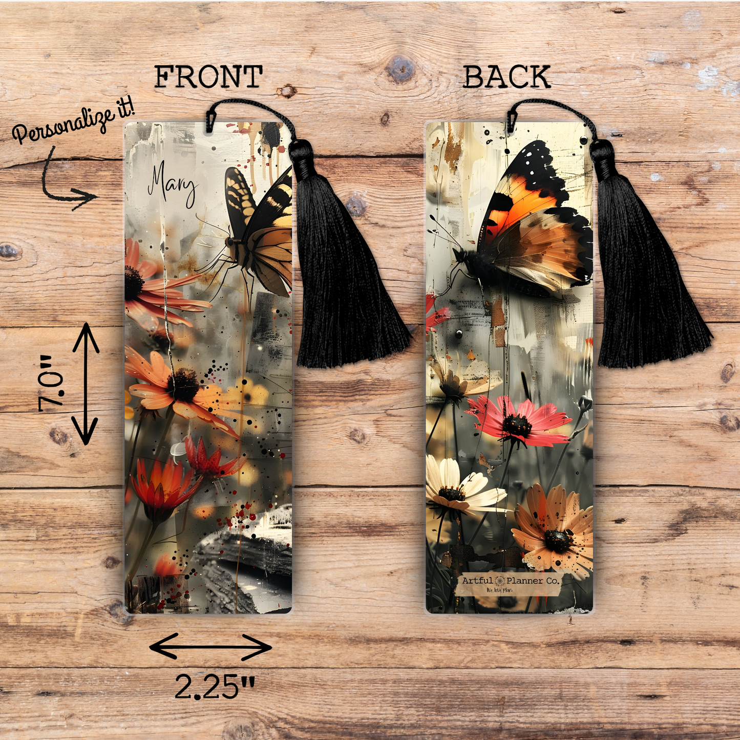 Dark Fall Butterfly Personalized Bookmark