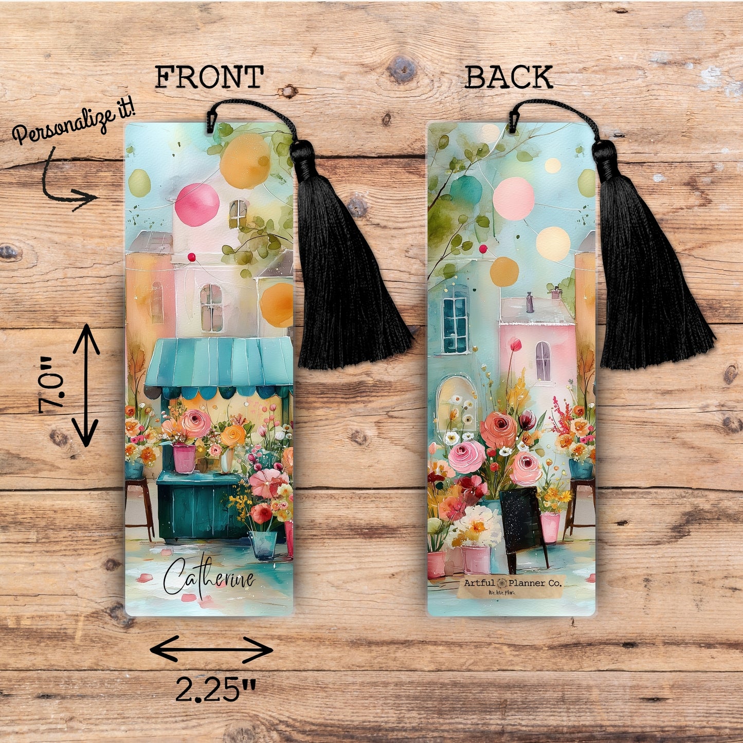 Flower Market Personalized Bookmark