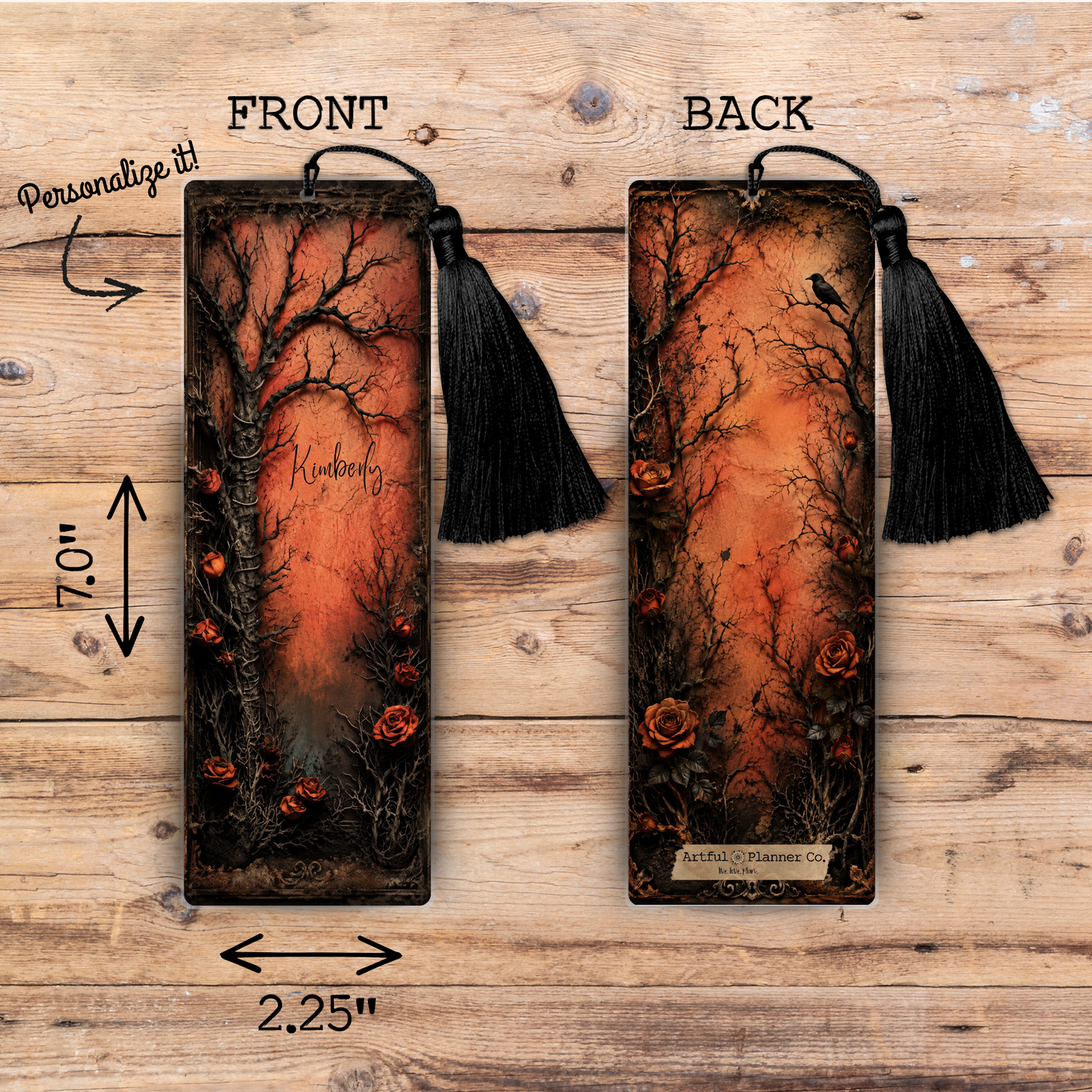Gothic Fall Forest Personalized Bookmark